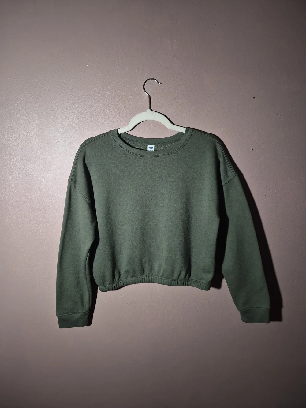 Girls Youth Old Navy Sweatshirt Top Sweater Cropped Crop Army Olive Green Khaki
